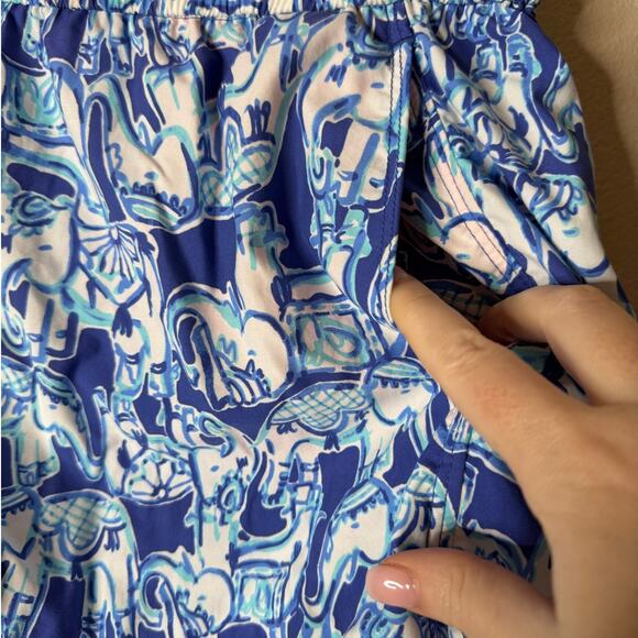 Lilly Pulitzer Medium 3" Nylon Run Around Shorts in Blue Elephant Get Trunky - Picture 5 of 11